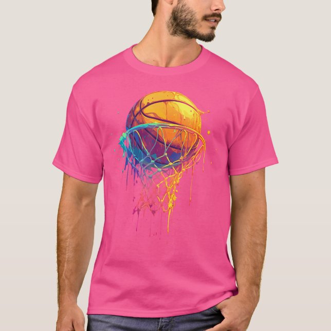 Färgkula Tie Dye Färg Stänk Basketbal T Shirt (Framsida)