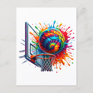 Färgkula Tie Dye Färg Stänk Basketbal Tilläggskort