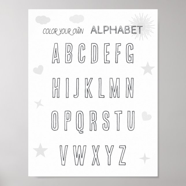 Färglägg din egen ABC Poster (Framsidan)
