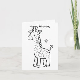 Färglägg din egen födelsedagskort Giraffd design Kort