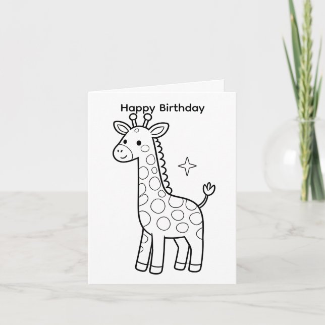 Färglägg din egen födelsedagskort Giraffd design Kort (Framsida)