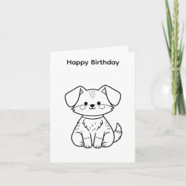 Färglägg din egen födelsedagskort hund design kort