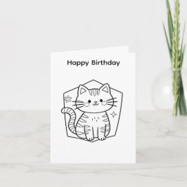 Färglägg din egen födelsedagskort kattdesign kort