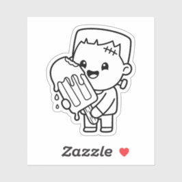 Färglägg Din Egen Kawaii Frankenstein-Pinne Klistermärken