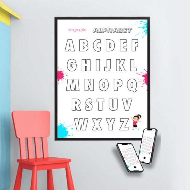 Färglägg dina egna ABC-barn Poster (Skapare uppladdad)