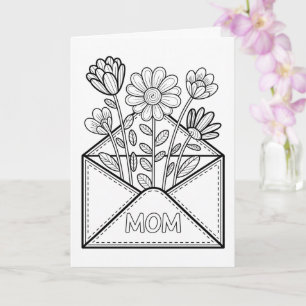 Färglägg ditt eget morsdagskort - Blommigt vykort