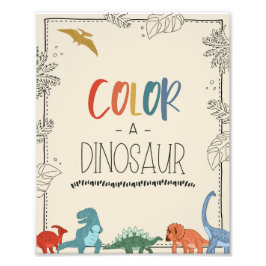 Färglägg en Dino Dinosaurie Födelsedags Skylt