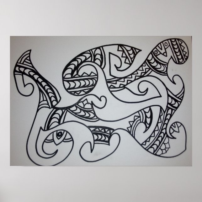 Färglägg själv Maori-mönster  Poster (Framsidan)