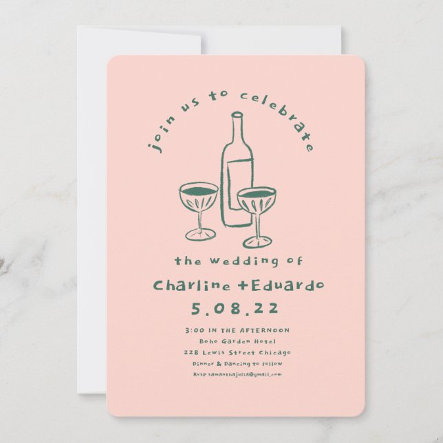 Färglägga Retro Contemporary Art Bröllop Inbjudningar (Framsida)