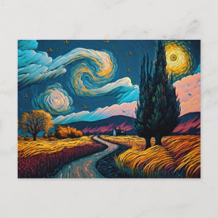 Färglandskap i Van Gogh Stil fredligt Himlar Vykort