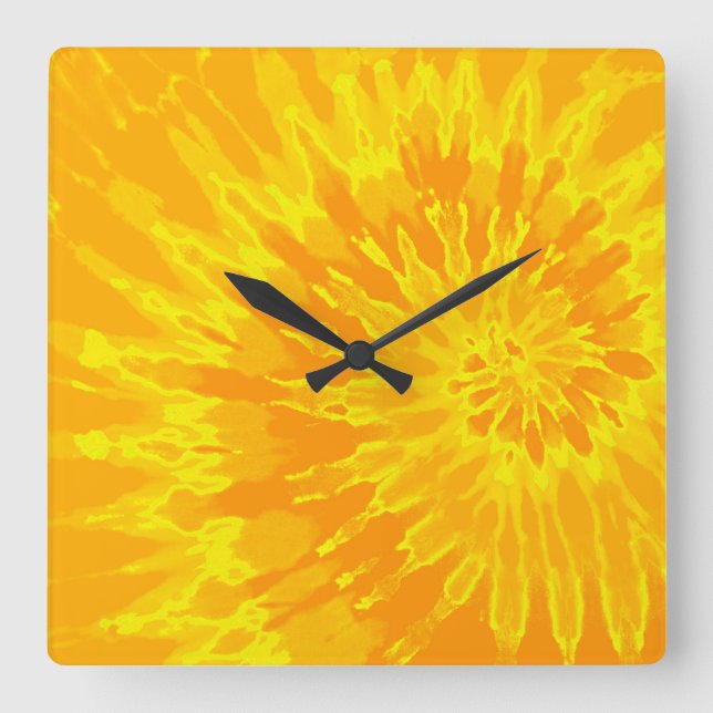 Färglås för Bright Gult Spiral Fyrkantig Klocka (Framsida)