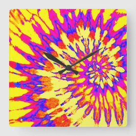 Färglås för gult, Rosa och Spiral Fyrkantig Klocka