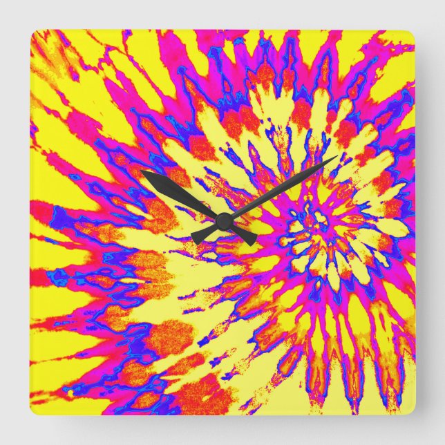 Färglås för gult, Rosa och Spiral Fyrkantig Klocka (Framsida)