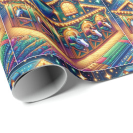 Färgliga hästar Tittar ut ur julklapp Presentpapper