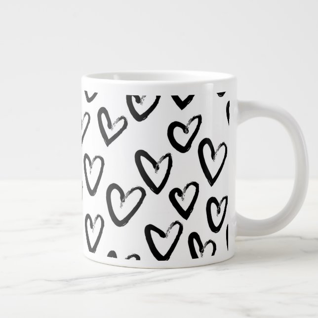 Färglinje Heart Mönster Jumbo Mugg (Höger)