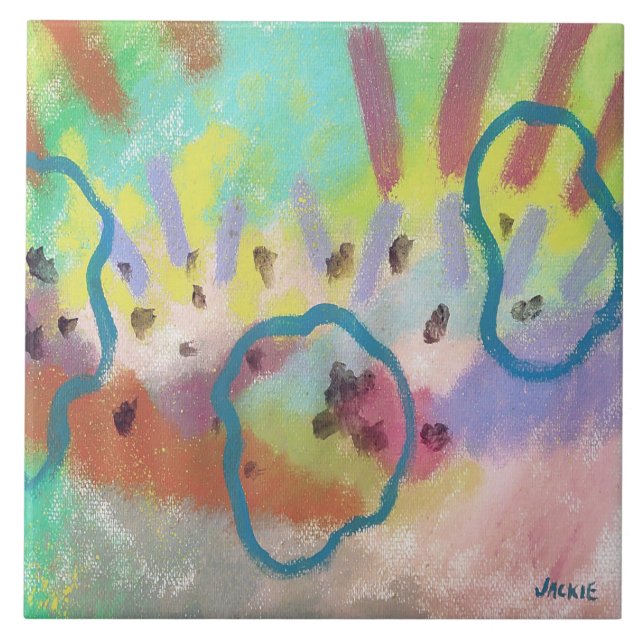 Färglös Abstrakt Akrylmålning Kakelplatta (Framsidan)