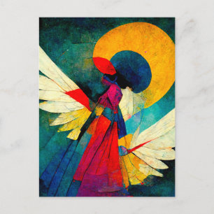 Färglös Abstrakt Angel Wood Wall Art Vykort