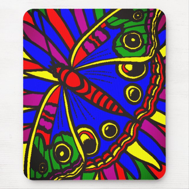 Färglös Abstrakt Art Butterfly Musmatta (Framsidan)