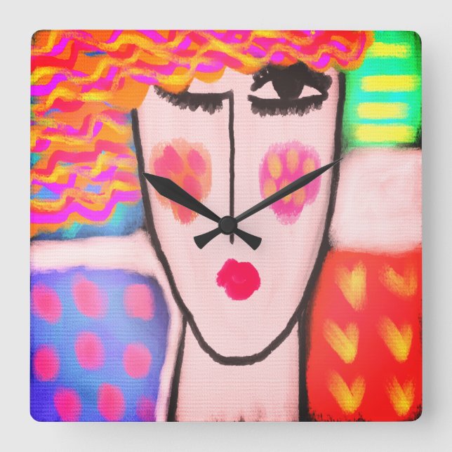 Färglös Abstrakt Art Fyrkantig Klocka (Framsida)