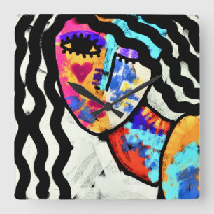 Färglös Abstrakt Art Fyrkantig Klocka