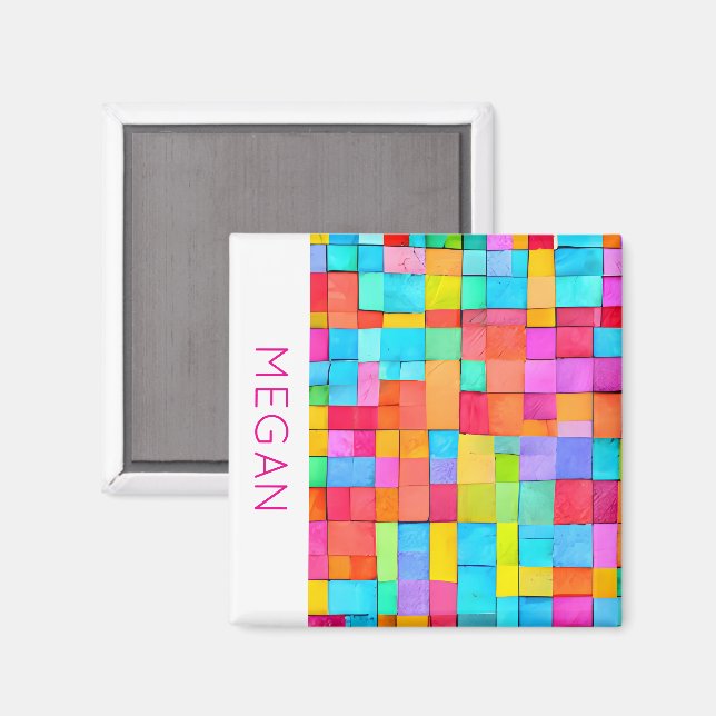 Färglös Abstrakt Art NAMN Rosa Modern Magnet (Front/Back)