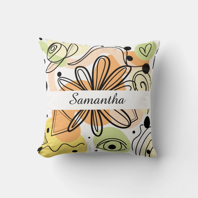 Färglös Abstrakt Art Teckning Kudde (Framsida)