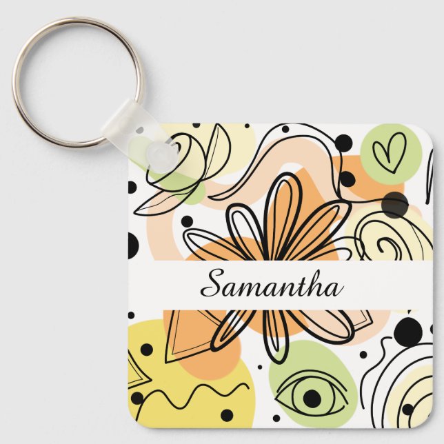 Färglös Abstrakt Art Teckning Nyckelring (Framsida)