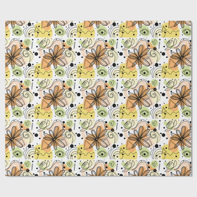 Färglös Abstrakt Art Teckning Presentpapper (Platt)