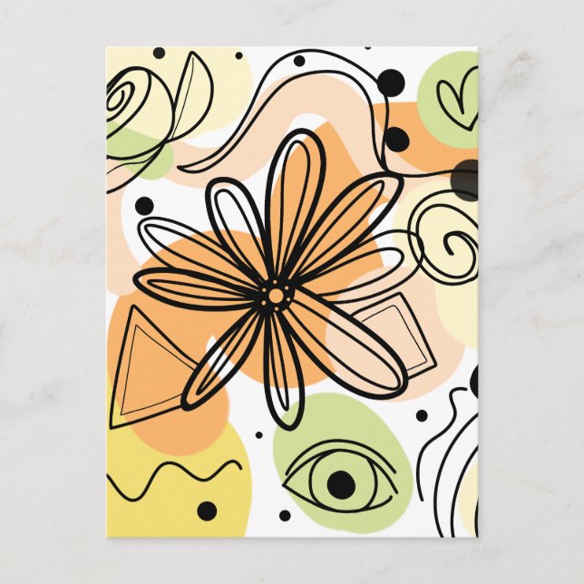 Färglös Abstrakt Art Teckning Vykort (Framsida)