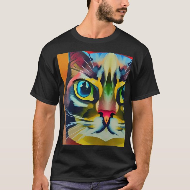 Färglös abstrakt av katt öga slår kattunge röster t shirt (Framsida)