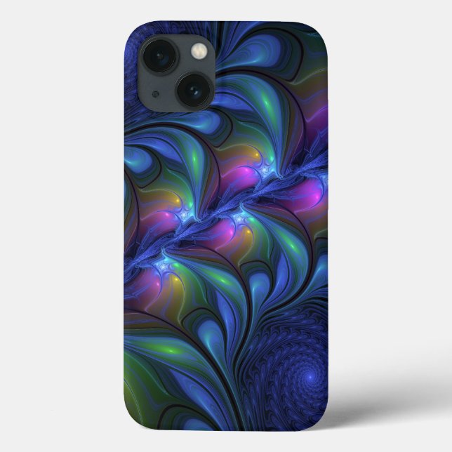 Färglös Abstrakt Blå Rosa Grönt Fractal (Baksida)