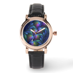 Färglös Abstrakt Blå Rosa Grönt Fractal Armbandsur