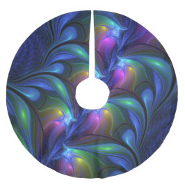 Färglös Abstrakt Blå Rosa Grönt Fractal Julgransmatta Borstad Polyester