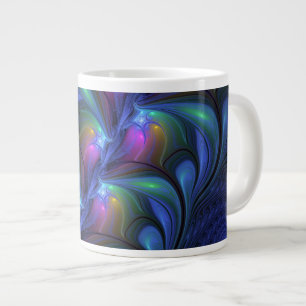 Färglös Abstrakt Blå Rosa Grönt Fractal Jumbo Mugg