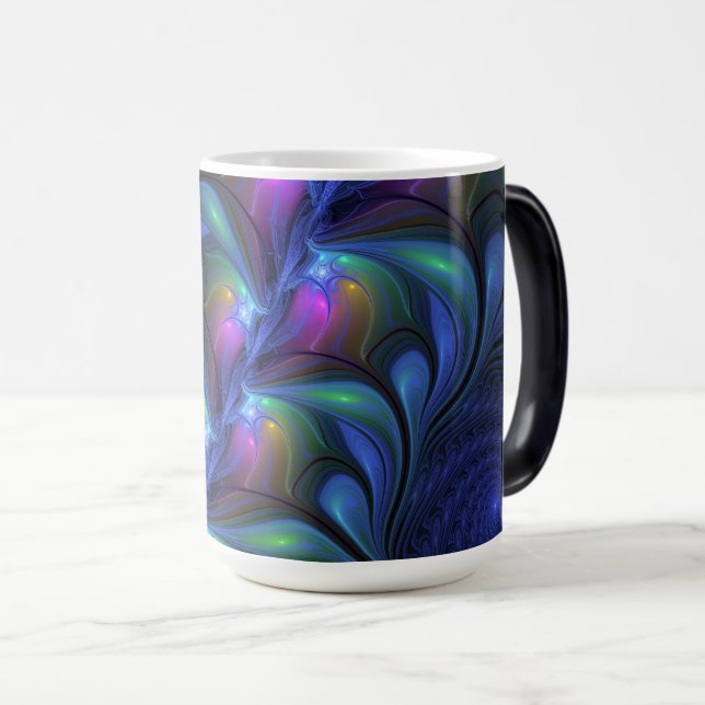 Färglös Abstrakt Blå Rosa Grönt Fractal Magisk Mugg (Framsida höger)