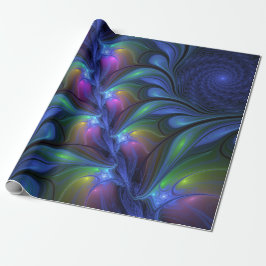 Färglös Abstrakt Blå Rosa Grönt Fractal Presentpapper