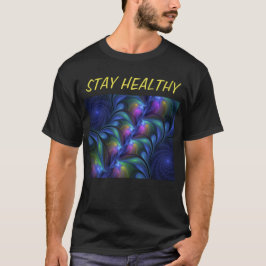 Färglös Abstrakt Blå Rosa Grönt Fractal T Shirt