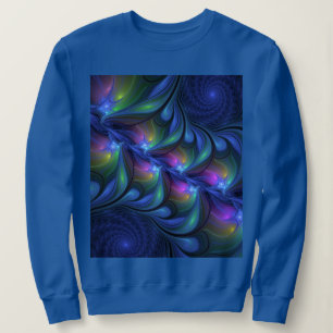 Färglös Abstrakt Blå Rosa Grönt Fractal T Shirt