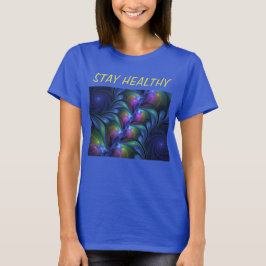 Färglös Abstrakt Blå Rosa Grönt Fractal T Shirt