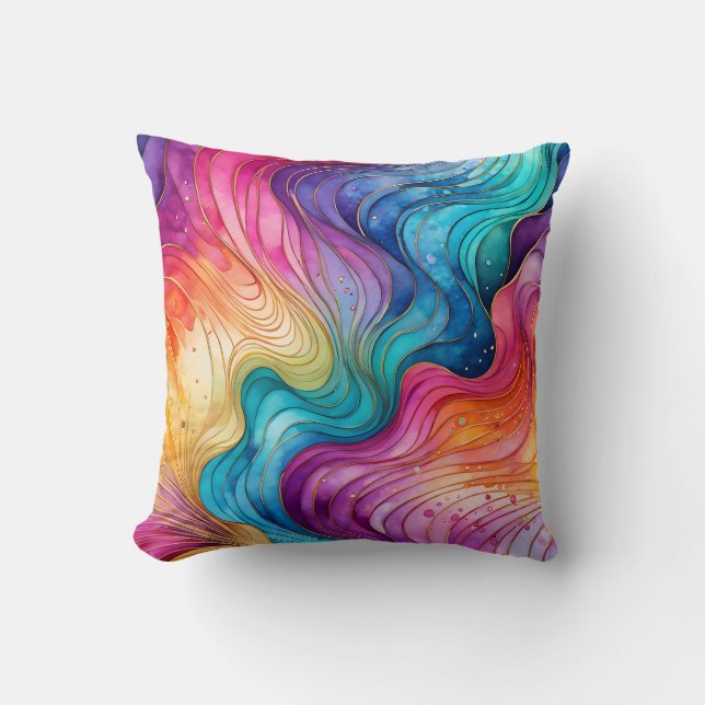 Färglös Abstrakt Bläck Art Square Dekorativ kudde (Framsida)