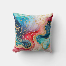 Färglös Abstrakt Bläck Art Square Dekorativ kudde