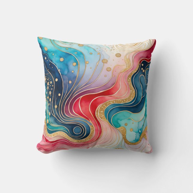 Färglös Abstrakt Bläck Art Square Dekorativ kudde (Framsida)