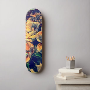 färglös abstrakt blommor naturen originalkonst mini skateboard bräda 18,5 cm