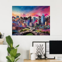 Färglös Abstrakt Denver Colorado Skyline Art