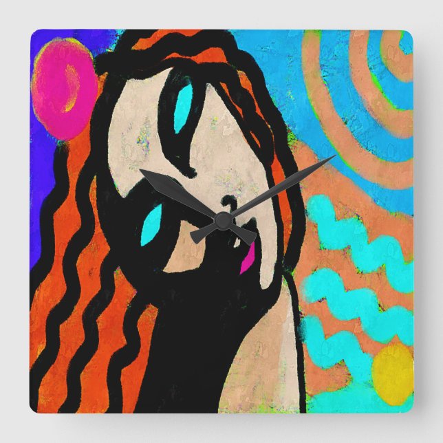 Färglös Abstrakt Digital Painting Fyrkantig Klocka (Framsida)