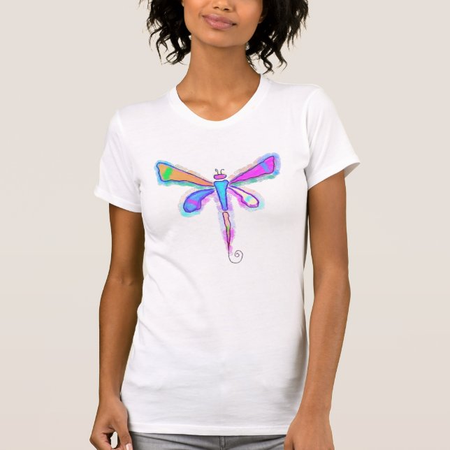 Färglös Abstrakt Dragonfly Wearable Art T Shirt (Framsida)
