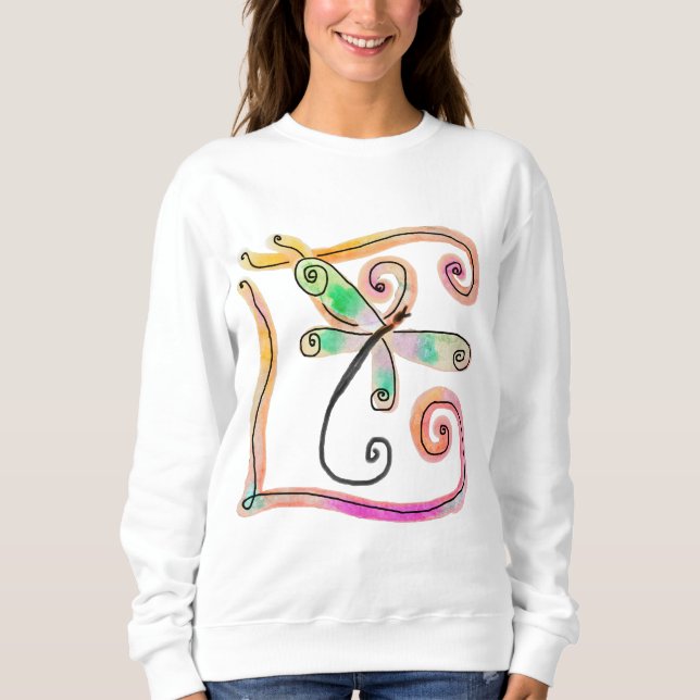 Färglös Abstrakt Dragonfly Wearable Art T Shirt (Framsida)