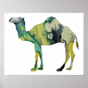 Färglös abstrakt Dromedary silhouette Poster