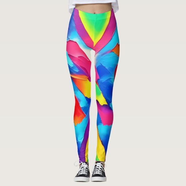 Färglös Abstrakt Expressionism Art Leggings (Framsida)