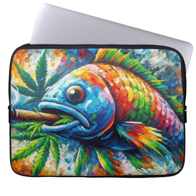 Färglös Abstrakt Fiskelmur Decor Art Laptop Fodral (Framsidan)